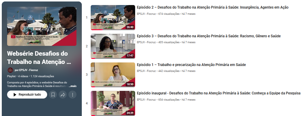 Websérie Desafios do Trabalho na Atenção Primária à Saúde